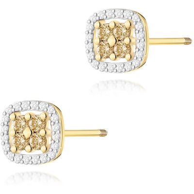 Inny producent Złote kolczyki K0441 z diamentami żółte złoto sztyft zakręcany pr. 585 Inny producent Złote kolczyki K0441 z diamentami żółte złoto sztyft zakręcany pr. 585
