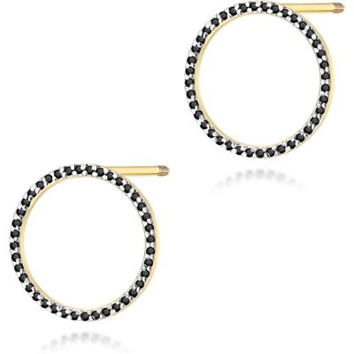 Inny producent Złote kolczyki K0442 z czarnymi Diamentami żółte złoto sztyft zakręcany pr. 585 Inny producent Złote kolczyki K0442 z czarnymi Diamentami żółte złoto sztyft zakręcany pr. 585