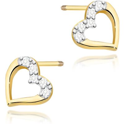 Inny producent Złote kolczyki K0503 z diamentami żółte złoto sztyft zakręcany pr. 585 Inny producent Złote kolczyki K0503 z diamentami żółte złoto sztyft zakręcany pr. 585