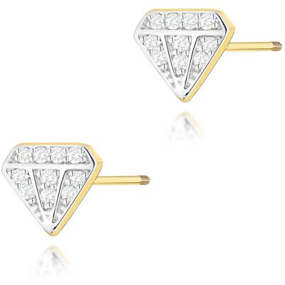 Inny producent Złote kolczyki K0504 z diamentami żółte złoto sztyft zakręcany pr. 585 Inny producent Złote kolczyki K0504 z diamentami żółte złoto sztyft zakręcany pr. 585