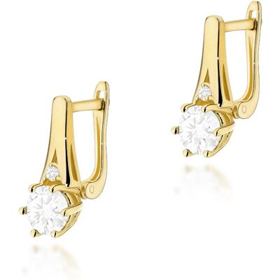 Inny producent Złote kolczyki K0572 Biały Szafir 2 x 0,60ct żółte złoto pr. 585 Inny producent Złote kolczyki K0572 Biały Szafir 2 x 0,60ct żółte złoto pr. 585