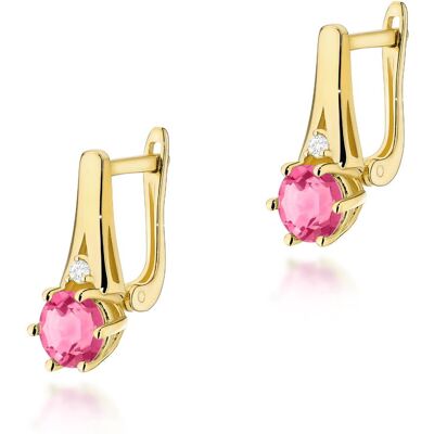 Inny producent Złote kolczyki K0572 Różowy Topaz 2 x 0,60ct żółte złoto pr. 585 Inny producent Złote kolczyki K0572 Różowy Topaz 2 x 0,60ct żółte złoto pr. 585