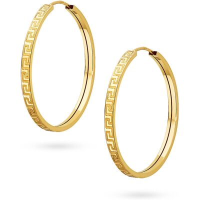 Jubiler Monika Złote kolczyki koła kółka wzór grecki 30 mm pr. 585 Jubiler Monika Złote kolczyki koła kółka wzór grecki 30 mm pr. 585