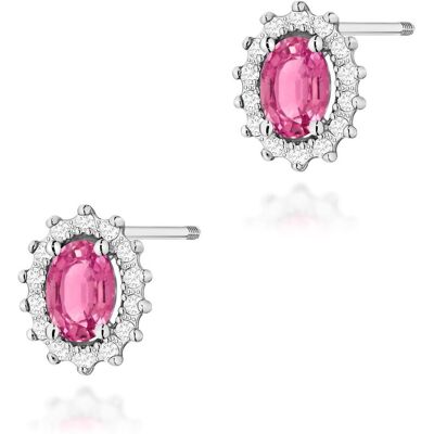 Inny producent Złote kolczyki Różowy Topaz 2 x 0,50ct białe złoto sztyft zakręcany pr. 585 Inny producent Złote kolczyki Różowy Topaz 2 x 0,50ct białe złoto sztyft zakręcany pr. 585