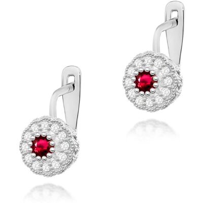 Inny producent Złote kolczyki Rubin 2 x 0,15ct białe złoto pr. 585 Inny producent Złote kolczyki Rubin 2 x 0,15ct białe złoto pr. 585