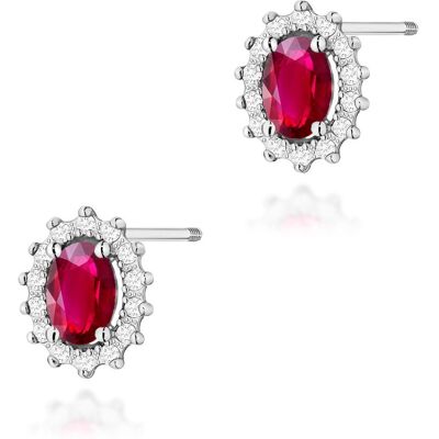 Inny producent Złote kolczyki Rubin 2 x 0,60ct białe złoto sztyft zakręcany pr. 585 Inny producent Złote kolczyki Rubin 2 x 0,60ct białe złoto sztyft zakręcany pr. 585