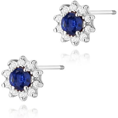 Inny producent Złote kolczyki Szafir 2 x 0,15ct białe złoto sztyft zakręcany pr. 585 Inny producent Złote kolczyki Szafir 2 x 0,15ct białe złoto sztyft zakręcany pr. 585