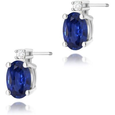 Inny producent Złote kolczyki Szafir 2 x 0,70ct białe złoto sztyft zakręcany pr. 585 Inny producent Złote kolczyki Szafir 2 x 0,70ct białe złoto sztyft zakręcany pr. 585