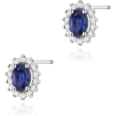Inny producent Złote kolczyki Szafir 2 x 0,70ct białe złoto sztyft zakręcany pr. 585 Inny producent Złote kolczyki Szafir 2 x 0,70ct białe złoto sztyft zakręcany pr. 585