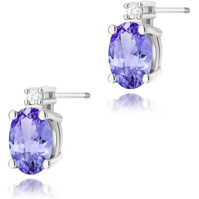 Inny producent Złote kolczyki Tanzanit 2 x 0,40ct białe złoto sztyft zakręcany pr. 585 Inny producent Złote kolczyki Tanzanit 2 x 0,40ct białe złoto sztyft zakręcany pr. 585