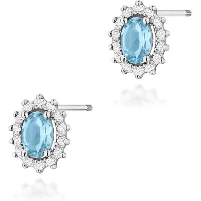 Inny producent Złote kolczyki Topaz 2 x 0,50ct białe złoto sztyft zakręcany pr. 585 Inny producent Złote kolczyki Topaz 2 x 0,50ct białe złoto sztyft zakręcany pr. 585