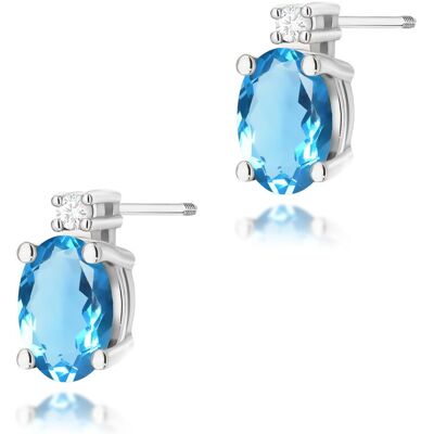 Inny producent Złote kolczyki Topaz 2 x 0,50ct białe złoto sztyft zakręcany pr. 585 Inny producent Złote kolczyki Topaz 2 x 0,50ct białe złoto sztyft zakręcany pr. 585