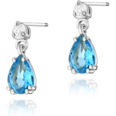 Inny producent Złote kolczyki Topaz 2 x 0,90ct białe złoto sztyft zakręcany pr. 585 Inny producent Złote kolczyki Topaz 2 x 0,90ct białe złoto sztyft zakręcany pr. 585