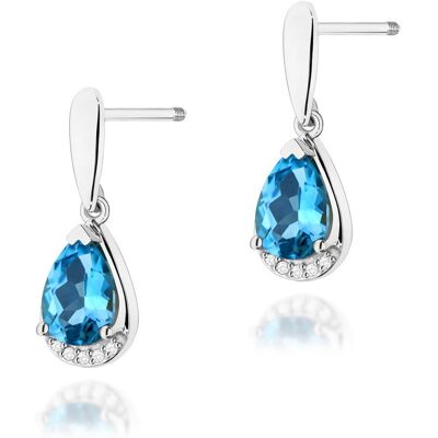 Inny producent Złote kolczyki Topaz 2 x 1,40ct białe złoto sztyft zakręcany pr. 585 Inny producent Złote kolczyki Topaz 2 x 1,40ct białe złoto sztyft zakręcany pr. 585