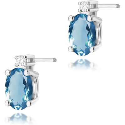 Inny producent Złote kolczyki Topaz London Blue 2 x 0,50ct białe złoto sztyft zakręcany pr. 585 Inny producent Złote kolczyki Topaz London Blue 2 x 0,50ct białe złoto sztyft zakręcany pr. 585