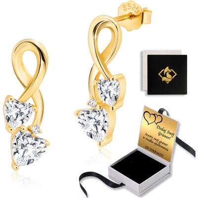 FoxyJewellery Złote Kolczyki z Cyrkoniami w Kształcie Serca GRAWER dla Żony Córki FoxyJewellery Złote Kolczyki z Cyrkoniami w Kształcie Serca GRAWER dla Żony Córki