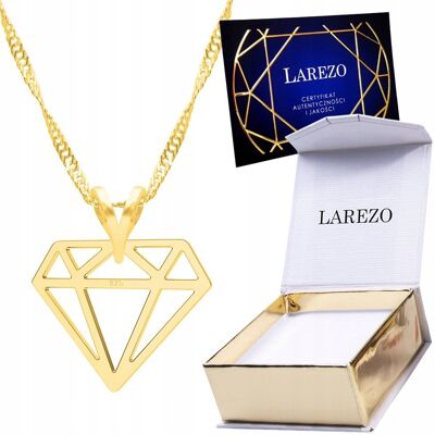 LAREZO Złoty Naszyjnik 925 Pozłacany Ażurowy Diament Klejnot Brylant Diamencik 24K LAREZO Złoty Naszyjnik 925 Pozłacany Ażurowy Diament Klejnot Brylant Diamencik 24K