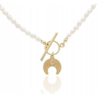 Inny producent Złoty naszyjnik choker PERŁY NATURALNE KSIĘŻYC 925 Inny producent Złoty naszyjnik choker PERŁY NATURALNE KSIĘŻYC 925