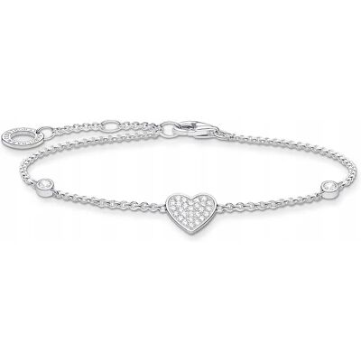 Bransoletka Damska Thomas Sabo Serce Srebro 925 Cyrkonie Regulowana 16-19cm Bransoletka Damska Thomas Sabo Serce Srebro 925 Cyrkonie Regulowana 16-19cm