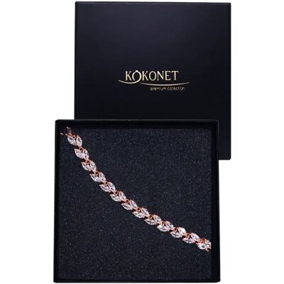KOKONET Bransoletka Rose Gold Złoto Piękna Ślubna Listki KOKONET Bransoletka Rose Gold Złoto Piękna Ślubna Listki