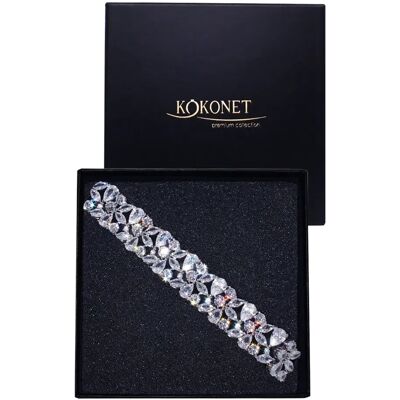 KOKONET Efektowna Szeroka Bransoletka Ślubna Z Cyrkoniami Błyszczące Diamenty KOKONET Efektowna Szeroka Bransoletka Ślubna Z Cyrkoniami Błyszczące Diamenty