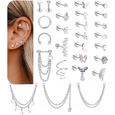 OTHER PIERCING Hippoalergiczne Kolczyki Do Piercingu Ucha Ze Stali Chirurgicznej 27 Sz OTHER PIERCING Hippoalergiczne Kolczyki Do Piercingu Ucha Ze Stali Chirurgicznej 27 Sz