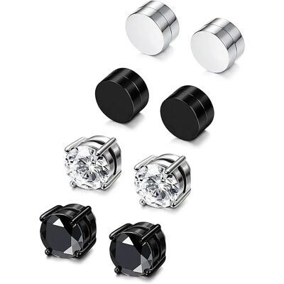 OTHER PIERCING Magnetyczne Kolczyki Ze Stali Nierdzewnej 4 Pary 6 Mm Bez Piercingu OTHER PIERCING Magnetyczne Kolczyki Ze Stali Nierdzewnej 4 Pary 6 Mm Bez Piercingu