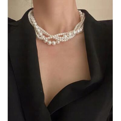 Carla Naszyjnik Z Białych Pereł Szklanych Elegancki Modny Klasyczna Kolia Stylowa Carla Naszyjnik Z Białych Pereł Szklanych Elegancki Modny Klasyczna Kolia Stylowa