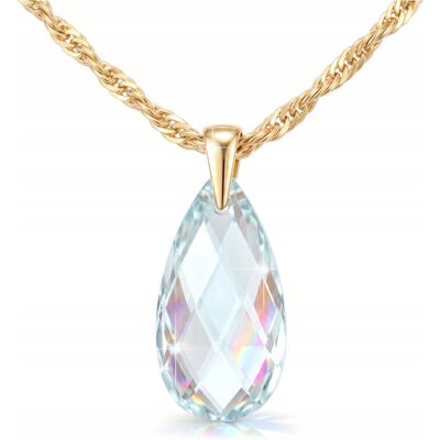 LAREZO Naszyjnik Złoty z naturalnym Opalem Opal Opalizująca Kropla Łza SREBRO 925 LAREZO Naszyjnik Złoty z naturalnym Opalem Opal Opalizująca Kropla Łza SREBRO 925