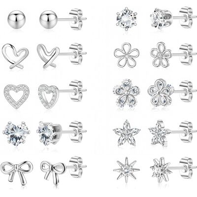 Inny producent Piercing 10 Par Kolczyków Dla Kobiet, Piercing Do Ucha Ze Stali Inny producent Piercing 10 Par Kolczyków Dla Kobiet, Piercing Do Ucha Ze Stali