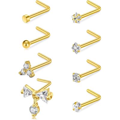 Inny producent Piercing 20g L Kształt Kolczyk Nos Biżuteria Hipoalergiczna Stal 8 Sztuk Inny producent Piercing 20g L Kształt Kolczyk Nos Biżuteria Hipoalergiczna Stal 8 Sztuk