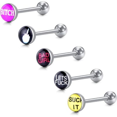 Inny producent Piercing 5 Sztuk Srebrny Kulka Stal Chirurgiczny Kolczyk Języka Ozdodba Inny producent Piercing 5 Sztuk Srebrny Kulka Stal Chirurgiczny Kolczyk Języka Ozdodba
