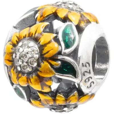 Monilu Srebrny Charms 925 Koralik Żółte Słoneczniki Monilu Srebrny Charms 925 Koralik Żółte Słoneczniki