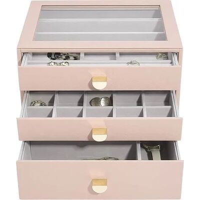 Szkatułka Na Biżuterię Z Szufladami (Różowa) Classic Stackers Szkatułka Na Biżuterię Z Szufladami (Różowa) Classic Stackers