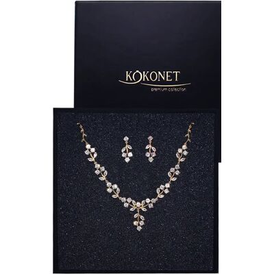KOKONET Zestaw Biżuterii Boho Listki Złoty Pozłacany Naszyjnik Kolczyki W Pudełku KOKONET Zestaw Biżuterii Boho Listki Złoty Pozłacany Naszyjnik Kolczyki W Pudełku