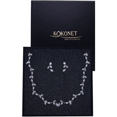 KOKONET Zestaw Biżuterii Ślubnej Kolczyki Kolia Listki Srebro Boho Komplet Biżuterii Ślubnej KOKONET Zestaw Biżuterii Ślubnej Kolczyki Kolia Listki Srebro Boho Komplet Biżuterii Ślubnej