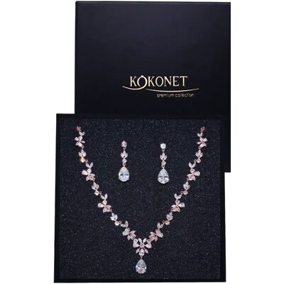 KOKONET Zestaw Komplet Biżuterii Ślubnej Wesele Rose Listki Boho Rustic Ślub Naszyjnik Kolczyki KOKONET Zestaw Komplet Biżuterii Ślubnej Wesele Rose Listki Boho Rustic Ślub Naszyjnik Kolczyki