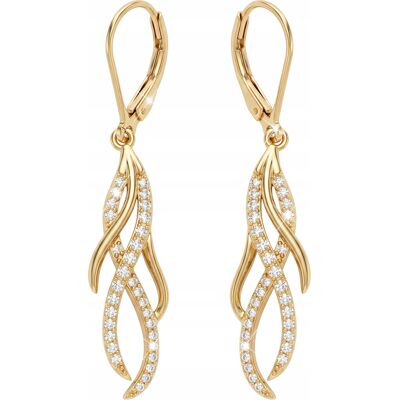 LAREZO Złote eleganckie Kolczyki klasyczne Długie 4cm Wiszące Damskie SREBRO 925 LAREZO Złote eleganckie Kolczyki klasyczne Długie 4cm Wiszące Damskie SREBRO 925