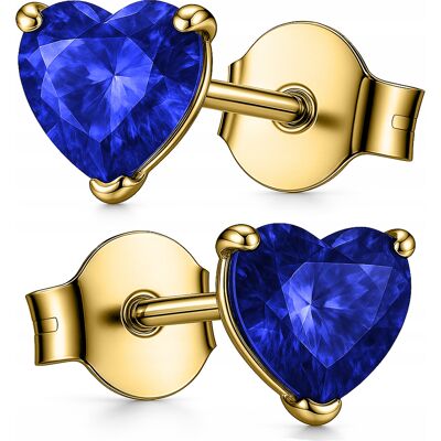 LAREZO Złote Kolczyki Kryształowe Niebieskie Serca Serduszka 585 Heart SREBRO 925 LAREZO Złote Kolczyki Kryształowe Niebieskie Serca Serduszka 585 Heart SREBRO 925