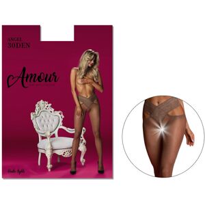 Amour Beżowe rajstopy z koronką dziurą w kroku 30 den 1-2 Suntan Beige Amour Beżowe rajstopy z koronką dziurą w kroku 30 den 1-2 Suntan Beige