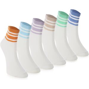 CREA SOCKS, białe skarpetki z kolorowymi paskami, 6 par, 36/40 CREA SOCKS, białe skarpetki z kolorowymi paskami, 6 par, 36/40