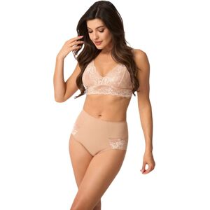 BABELL Modelujące figi damskie z wysokim stanem i kwiatową koronką kod 203 beżowe 3XL BABELL Modelujące figi damskie z wysokim stanem i kwiatową koronką kod 203 beżowe 3XL