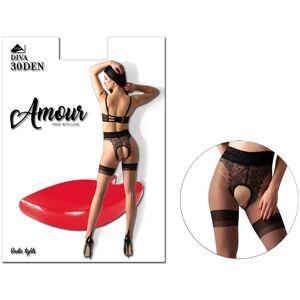 Amour Opalone rajstopy z dziurą w kroku jak pończochy koronka Nero Beige 1-2 Amour Opalone rajstopy z dziurą w kroku jak pończochy koronka Nero Beige 1-2
