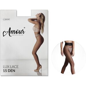 Amour Rajstopy biodrówki z koronką w pasie na silikonie 15 den LUX LACE 2 Black Amour Rajstopy biodrówki z koronką w pasie na silikonie 15 den LUX LACE 2 Black