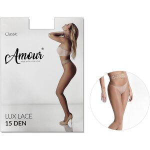 Amour Rajstopy biodrówki z koronką w pasie na silikonie 15 den LUX LACE 4 Beige Amour Rajstopy biodrówki z koronką w pasie na silikonie 15 den LUX LACE 4 Beige
