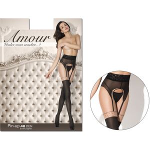 Inny producent Rajstopy jak pończochy z dziurą w kroku koronka w pasie 3-4 Nero Beige Inny producent Rajstopy jak pończochy z dziurą w kroku koronka w pasie 3-4 Nero Beige