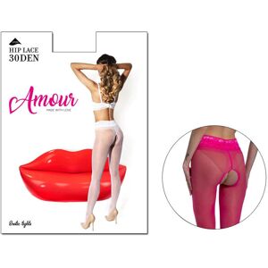 Amour Różowe rajstopy z dziurą open crotch 5-6 Viva Magenta Amour Różowe rajstopy z dziurą open crotch 5-6 Viva Magenta