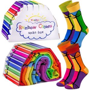 Skarpetki Bawełniane Ciekawe Na Prezent Tęczowe Radosne Kolorowe Rainbow Socks 2 Pary Crayons Box 36-40 Skarpetki Bawełniane Ciekawe Na Prezent Tęczowe Radosne Kolorowe Rainbow Socks 2 Pary Crayons Box 36-40