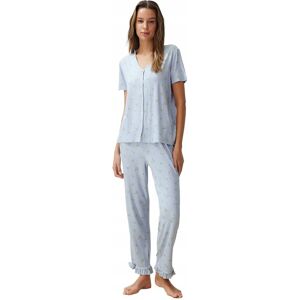 Shein TRENDYOL BŁĘKITNA PIŻAMA DAMSKA Z FALBANAMI I KWIATOWYM WZOREM 38 5BA Shein TRENDYOL BŁĘKITNA PIŻAMA DAMSKA Z FALBANAMI I KWIATOWYM WZOREM 38 5BA