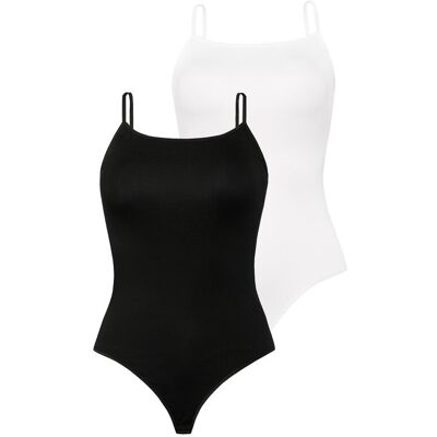 Teyli 2 Pack Body Damskie Goffy Stringi Czarne/Białe Teyli 2 Pack Body Damskie Goffy Stringi Czarne/Białe